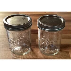 Lot Of 2 Ball Wide Mouth Quart Canning Jars With Rings 4.75”